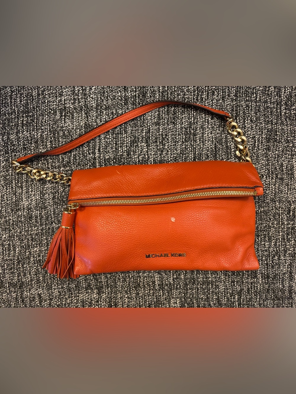 Orange Tassel Chain Bag